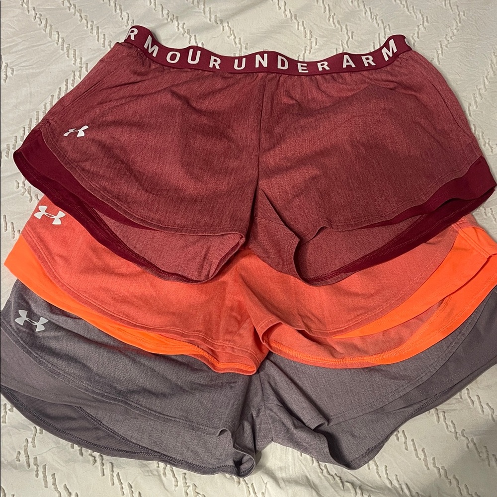 Under Armour Women's Athletic Shorts - Burgundy, Orange, Gray